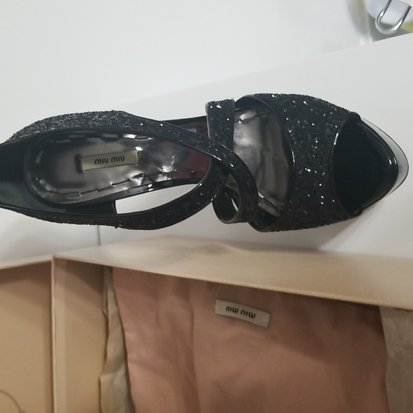 Prada miu miu black gorgeous sparkle heels - Picture 2 of 4